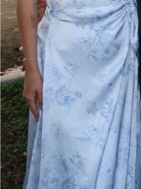 V. Chapman Light Blue Floral Satin Wedding Dress